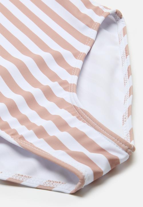 Pop Candy - One piece swimsuit - beige stripe