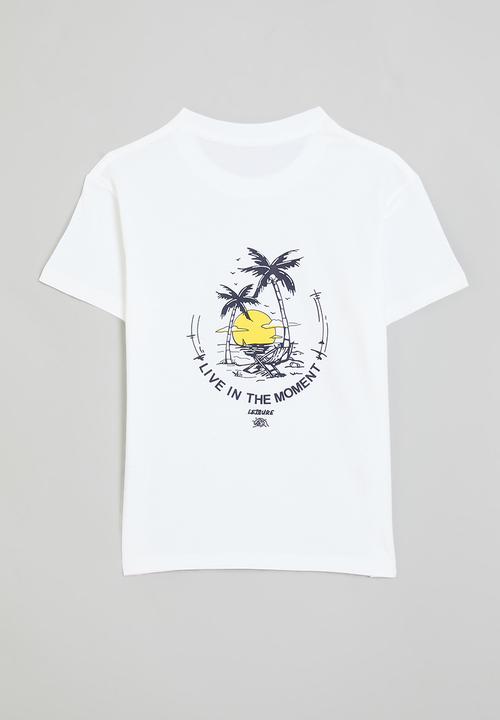 Pop Candy - Slogan & placement print tee - white/live in the moment