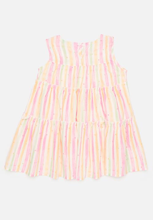 Pop Candy - Candy striped dress with sun hat - pink multicolour