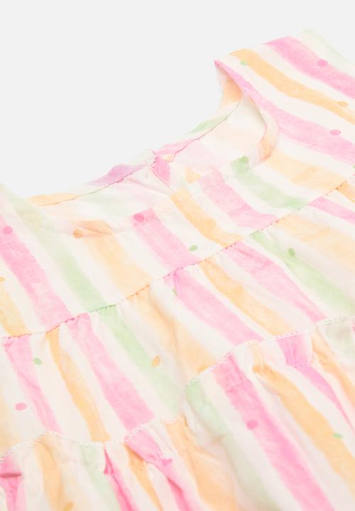 Pop Candy - Candy striped dress with sun hat - pink multicolour