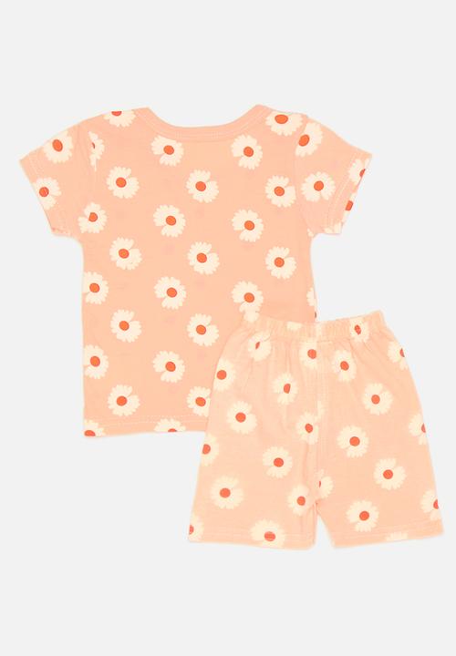 Pop Candy - Daisy all-over print pj set - peach