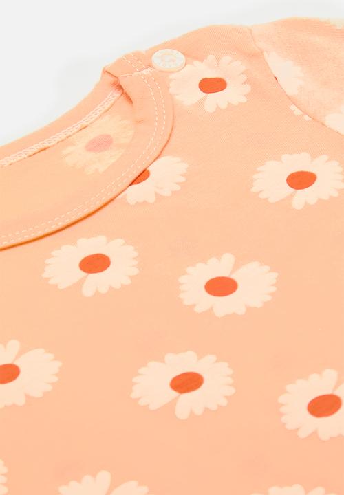 Pop Candy - Daisy all-over print pj set - peach