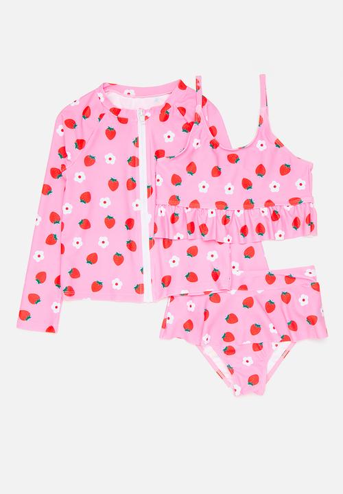Pop Candy - Tankini with skirted bottom & rash vest - pink/aop