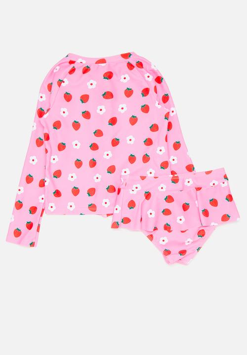 Pop Candy - Tankini with skirted bottom & rash vest - pink/aop