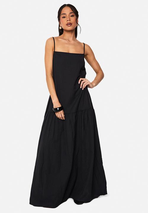 Linen drop waist strappy maxi dress