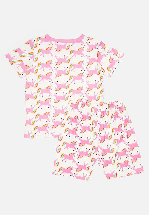 Pop Candy - Printed pj set- pink & white