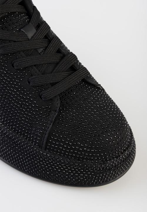 SISSY BOY - Emblazon all over diamante sneaker - black