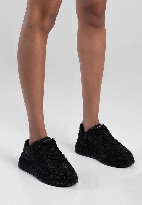 SISSY BOY - Emblazon all over diamante sneaker - black