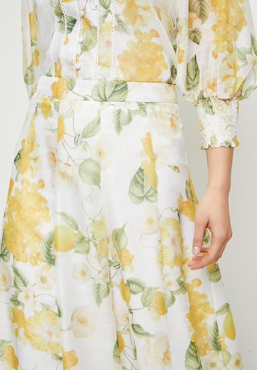 Stella Morgan - A-line skirt with lemon print detail - lemon sorbet