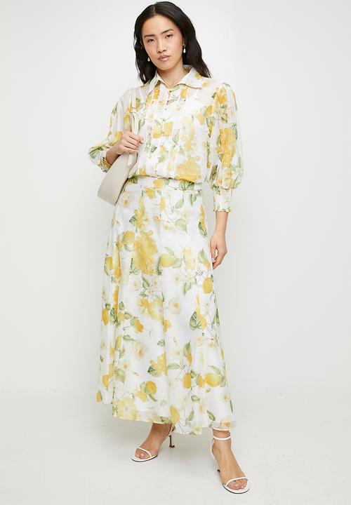 Stella Morgan - A-line skirt with lemon print detail - lemon sorbet
