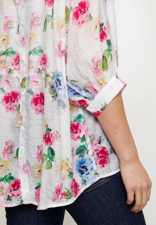Stella Morgan - Easy wearing batwing floral blouse 1/2 sleeve - white multi
