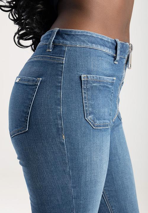 SISSY BOY - Ingrid: High Waist Flare With An Exposed Front Zip  - Med Vintage