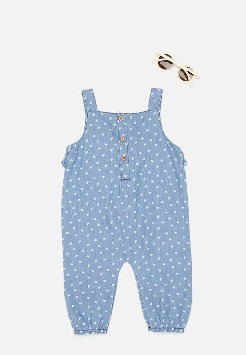 Pop Candy - Heart all-over print jumpsuit with sunnies - blue