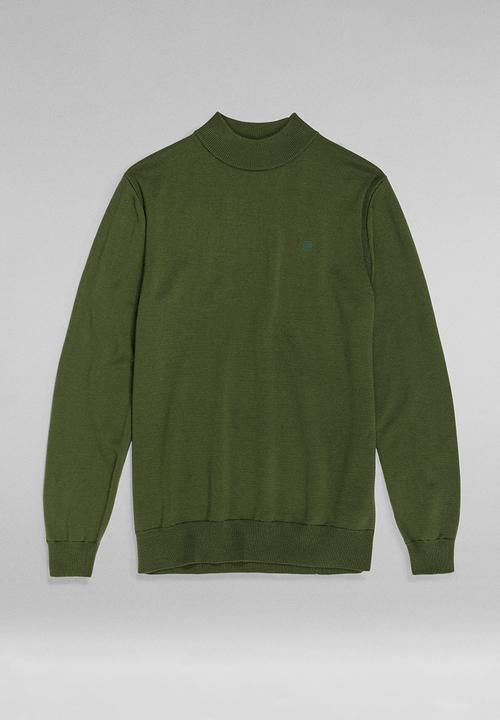 G-STAR - Premium core mock turtle knit  l\s - green