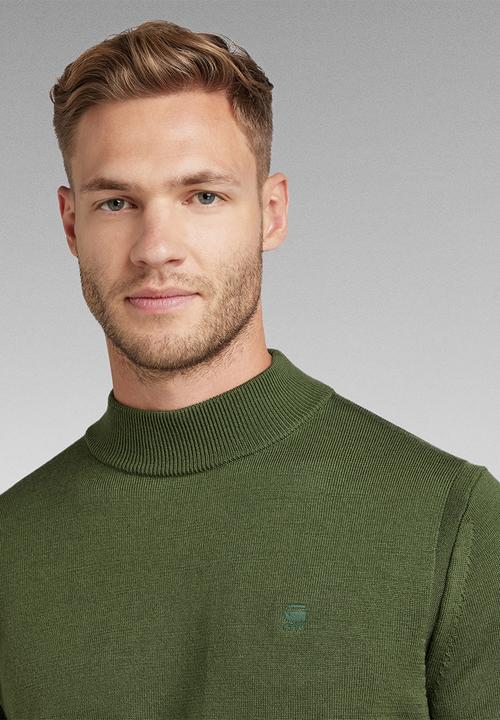 G-STAR - Premium core mock turtle knit  l\s - green