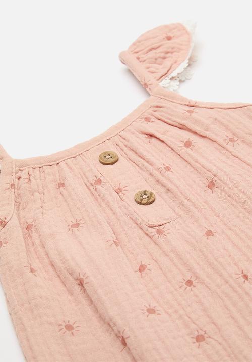 Pop Candy - Flutter sleeve jumpsuit with headband - pink/heart aop