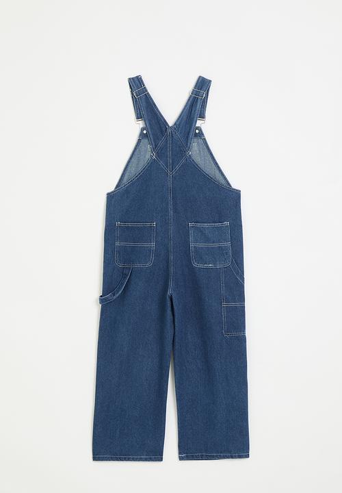 Pop Candy - Vintage wash denim dungarees - blue