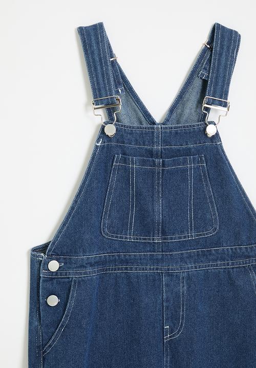 Pop Candy - Vintage wash denim dungarees - blue
