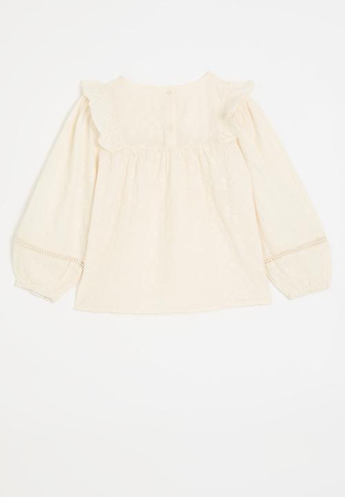 Pop Candy - Ruffle sleeve top - off white