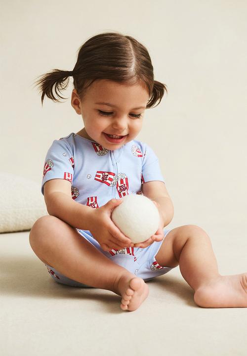 Cotton On - The short sleeve zip romper - dawn blue/popcorn