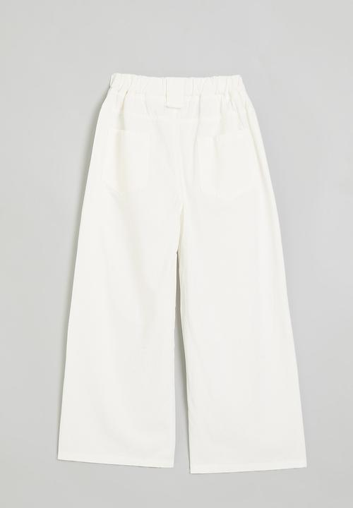 Pop Candy - Wide leg pants with stylised belt loops - white