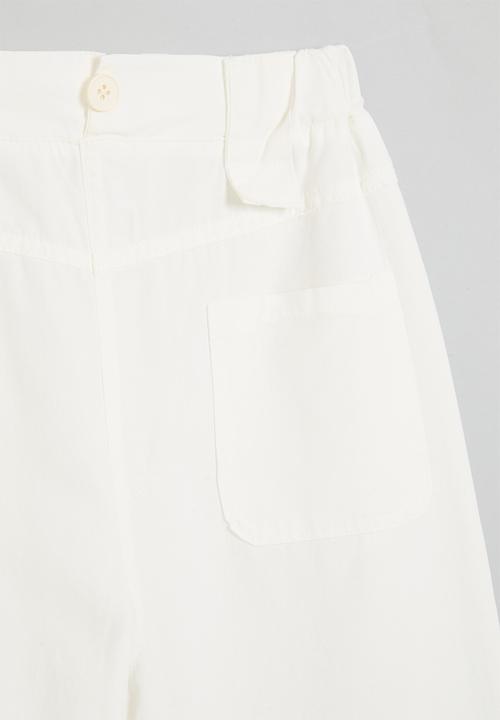 Pop Candy - Wide leg pants with stylised belt loops - white
