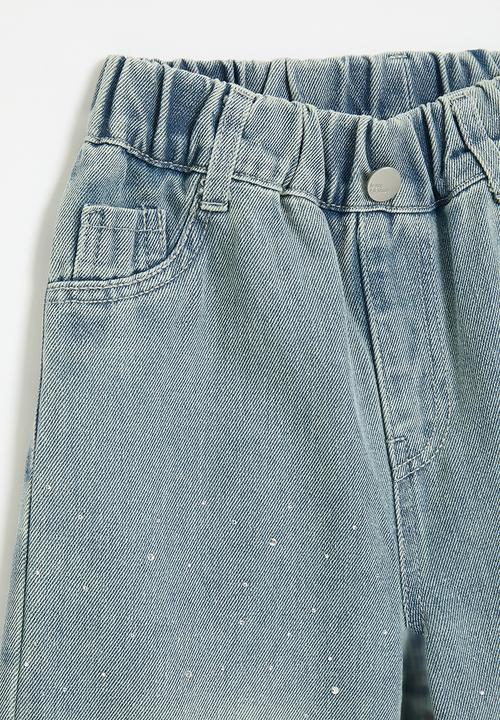 Pop Candy - Wide leg rhinestone jeans - light blue
