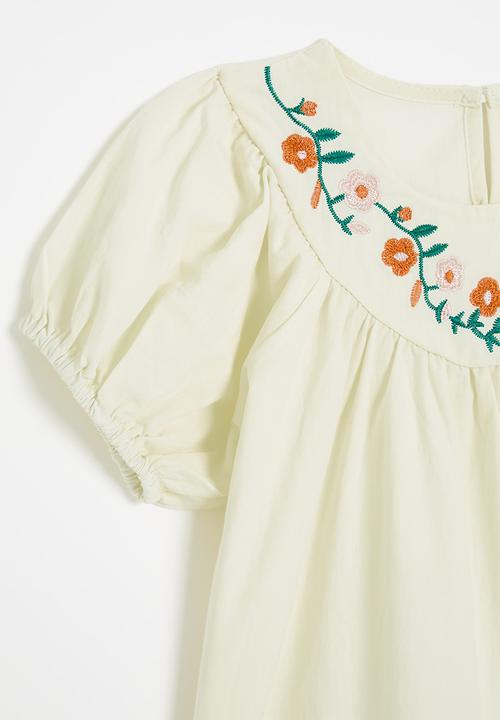 Pop Candy - Blouse with embroidered facing - ivory/multi