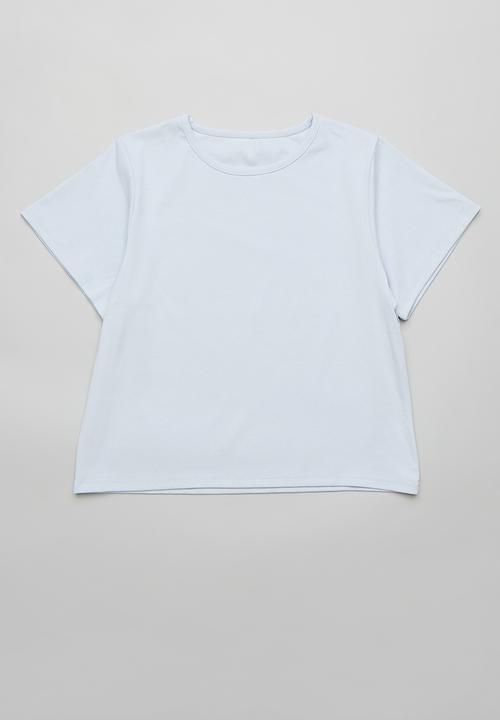 Pop Candy - Tee with peplum cami - pastel blue/white