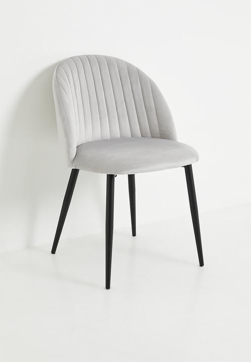 Sixth Floor - Pluto velvet dining set of 2 - light grey & black