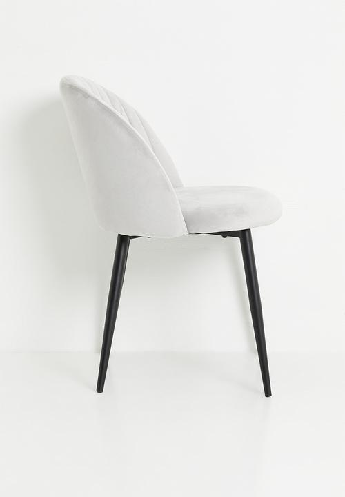 Sixth Floor - Pluto velvet dining set of 2 - light grey & black