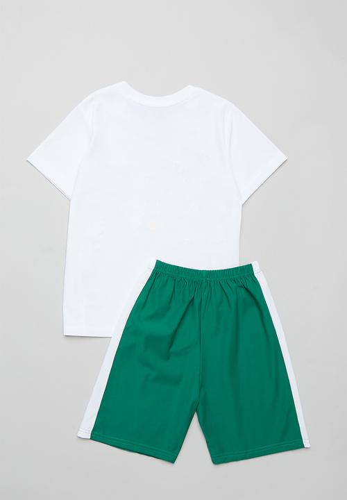 Pop Candy - Printed tee & short set - green & white
