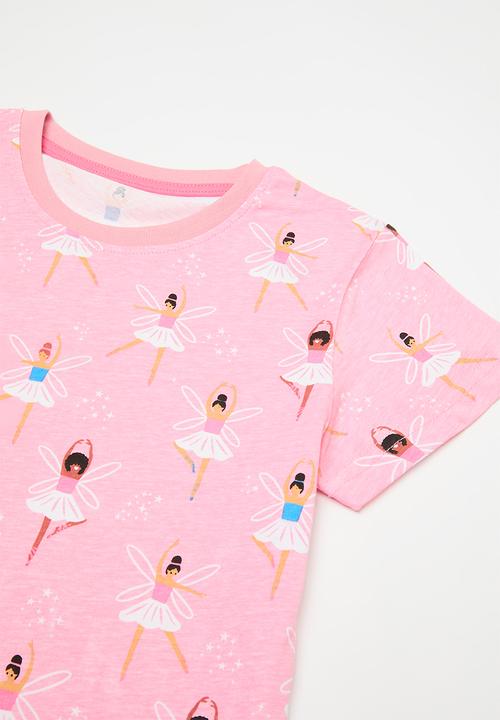 Pop Candy - Ballerina all-over print pj set- light pink