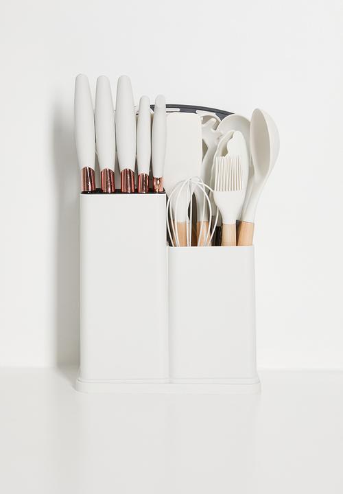 Maisonware - 19pc Utensil set with holder - Off White