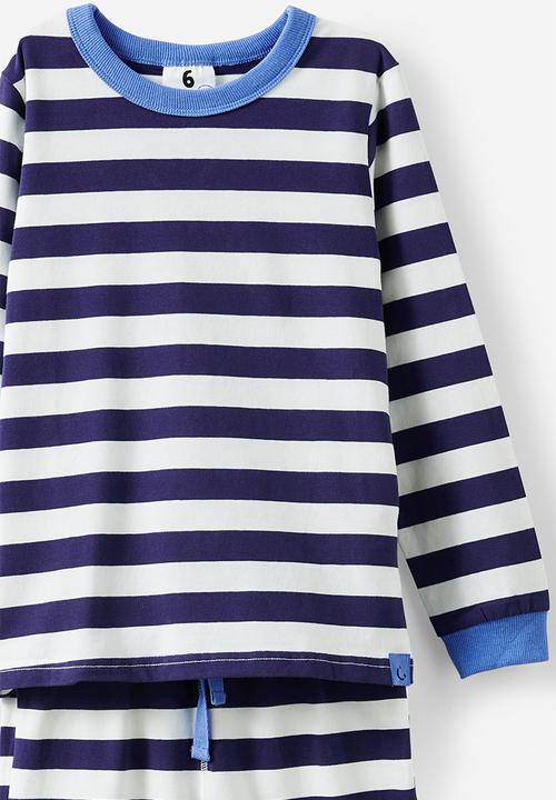 Cotton On - Ace long sleeve pyjama set - bobbi stripe in the navy/vanilla