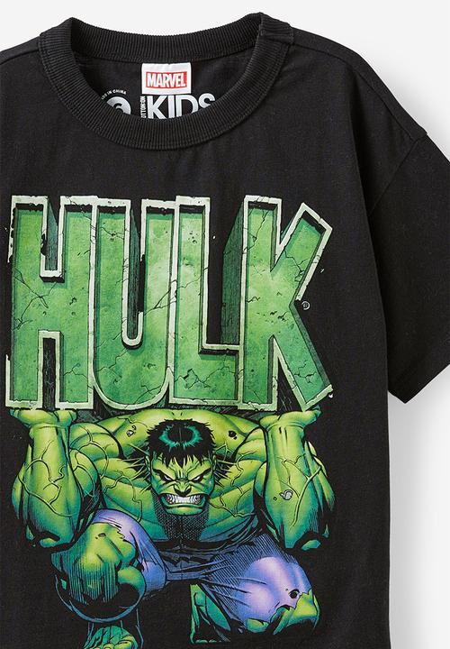 Cotton On - Licensed drop shoulder short sleeve tee - lcn mar black/hulk vintage