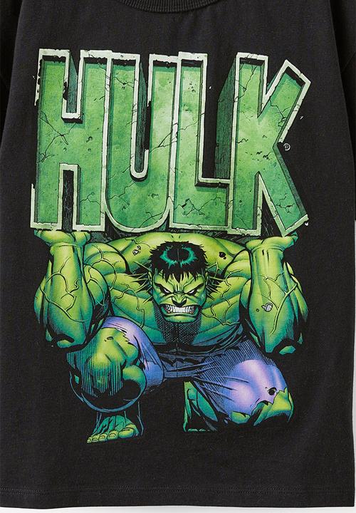 Cotton On - Licensed drop shoulder short sleeve tee - lcn mar black/hulk vintage