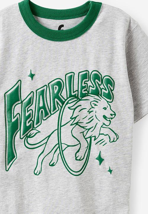 Cotton On - Jonny short sleeve graphic print tee - grey marle/fearless