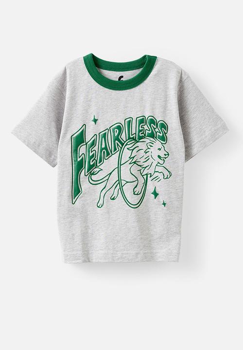 Cotton On - Jonny short sleeve graphic print tee - grey marle/fearless