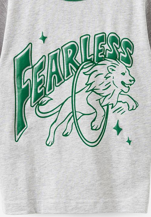 Cotton On - Jonny short sleeve graphic print tee - grey marle/fearless