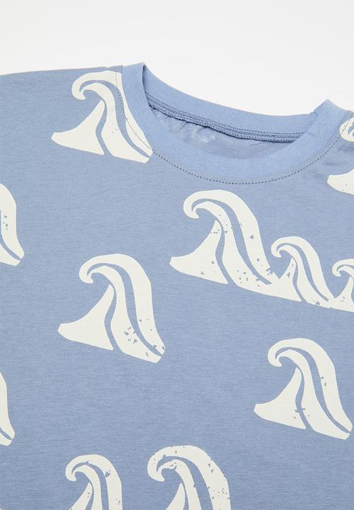 Pop Candy - Wave all-over print pj set - misty blue