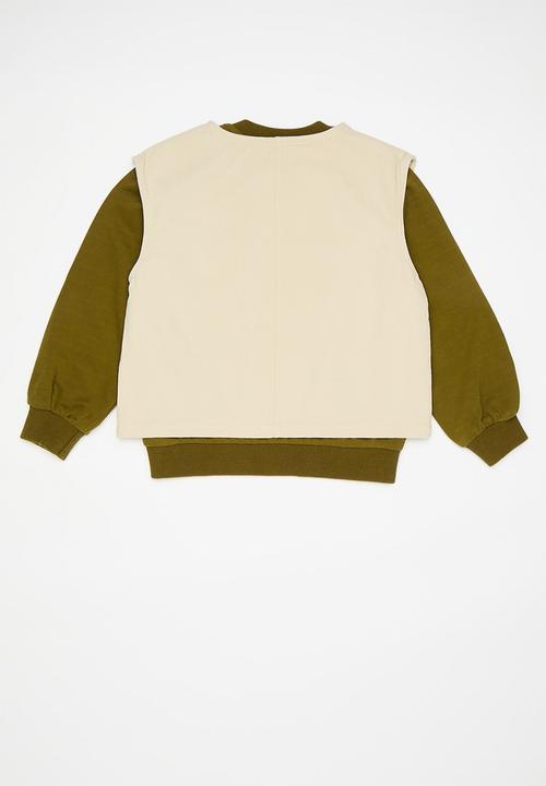 Pop Candy - Raglan sweatshirt and vest set - forest green/beige