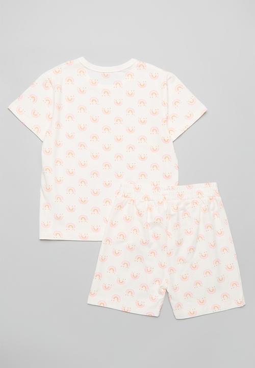 Pop Candy - Rainbow all-over print pj set - white