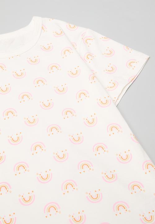 Pop Candy - Rainbow all-over print pj set - white
