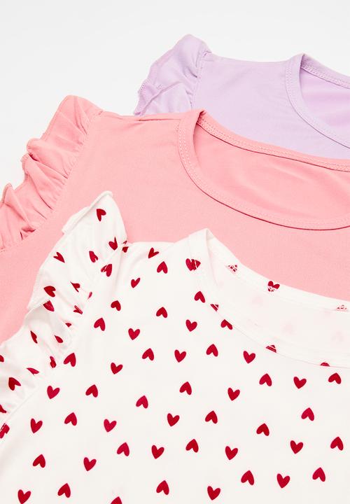 Pop Candy - 3 pack tee - lilac/pink/heart aop