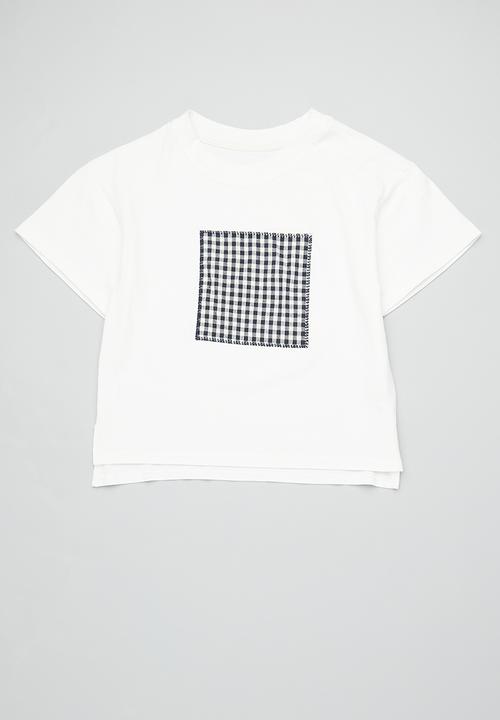 Pop Candy - Stylised button closure vest with square patch tee - green/white