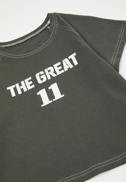 Pop Candy - Raglan tee & shorts with contrast stitching - charcoal grey