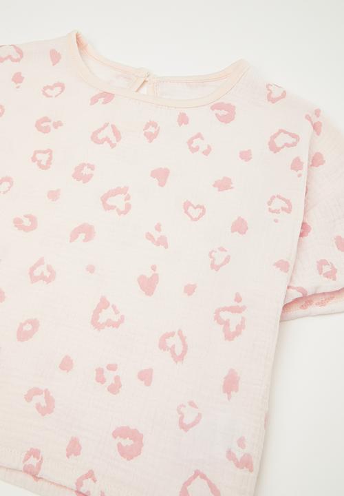 Pop Candy - Heart all-over printed short pj set - pinkish cream