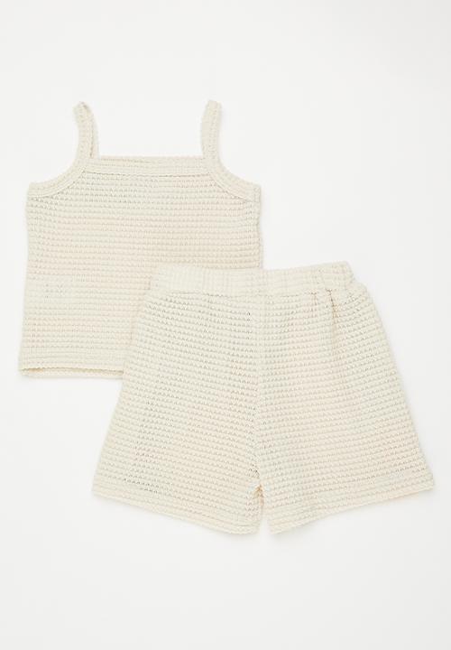 Pop Candy - Crochet cami & shorts - cream/multi