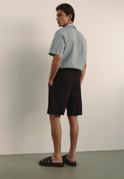 H&M - Regular fit lyocell-blend resort shirt - turquoise/striped